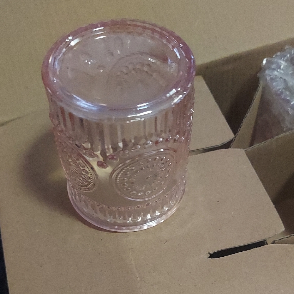 DEVI 8 Pc. Pink Glass Candle Holder , Decor. - Picture 3 of 7